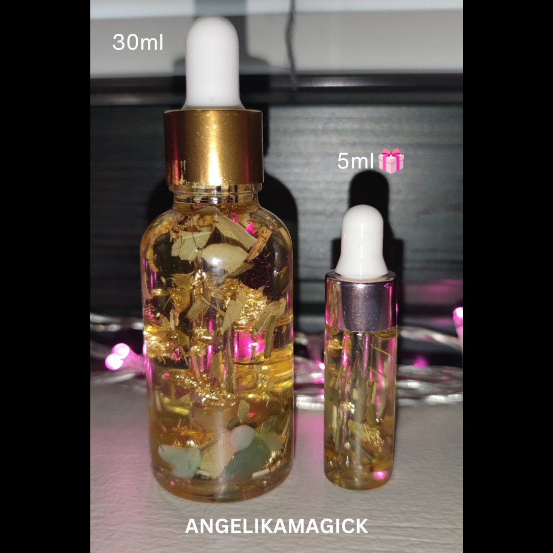 One 30ml bottle Handcrafted Ritual Magical Oil PLUS One 5ml bottle GIFT- Intention Oil - Spell Oil - Spirit Offering Oil - by Angelika Magick
